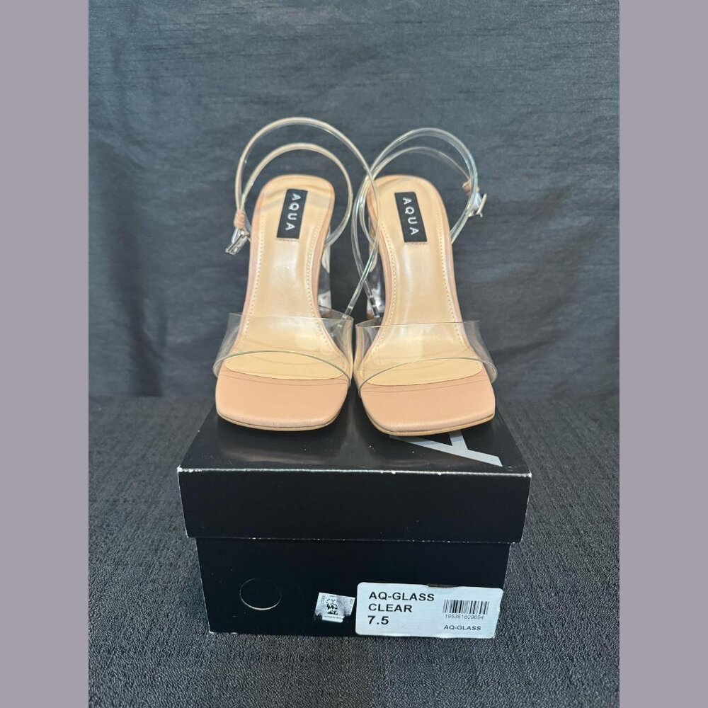 Aqua - Glass Ankle Strap High Heel Sandal